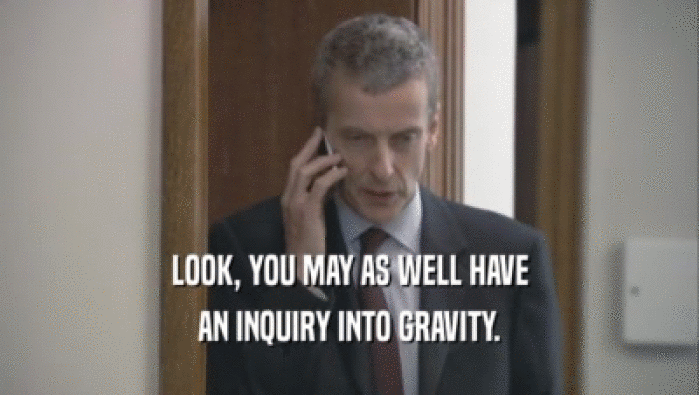 LOOK, YOU MAY AS WELL HAVE AN INQUIRY INTO GRAVITY. 