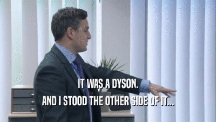 IT WAS A DYSON. AND I STOOD THE OTHER SIDE OF IT... 