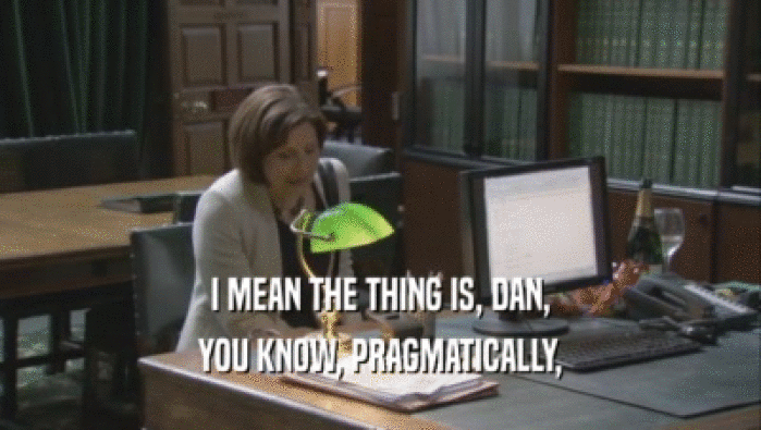 I MEAN THE THING IS, DAN, YOU KNOW, PRAGMATICALLY, 