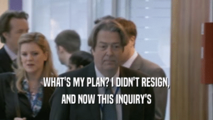 WHAT'S MY PLAN? I DIDN'T RESIGN, AND NOW THIS INQUIRY'S 