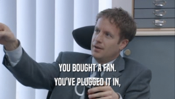 YOU BOUGHT A FAN. YOU'VE PLUGGED IT IN, 